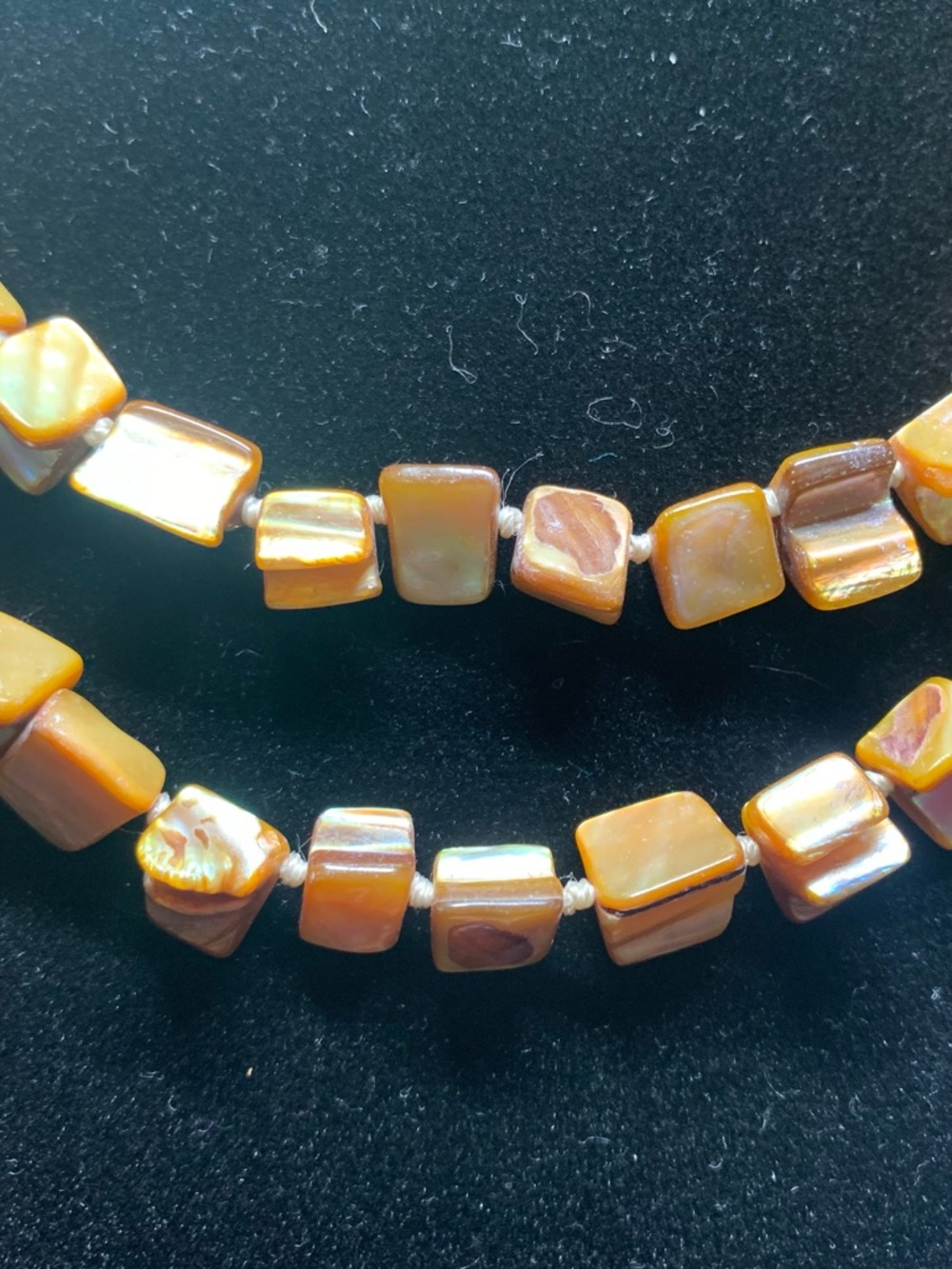 Handcrafted Brown Mother-of-Pearl Square Bead Necklace